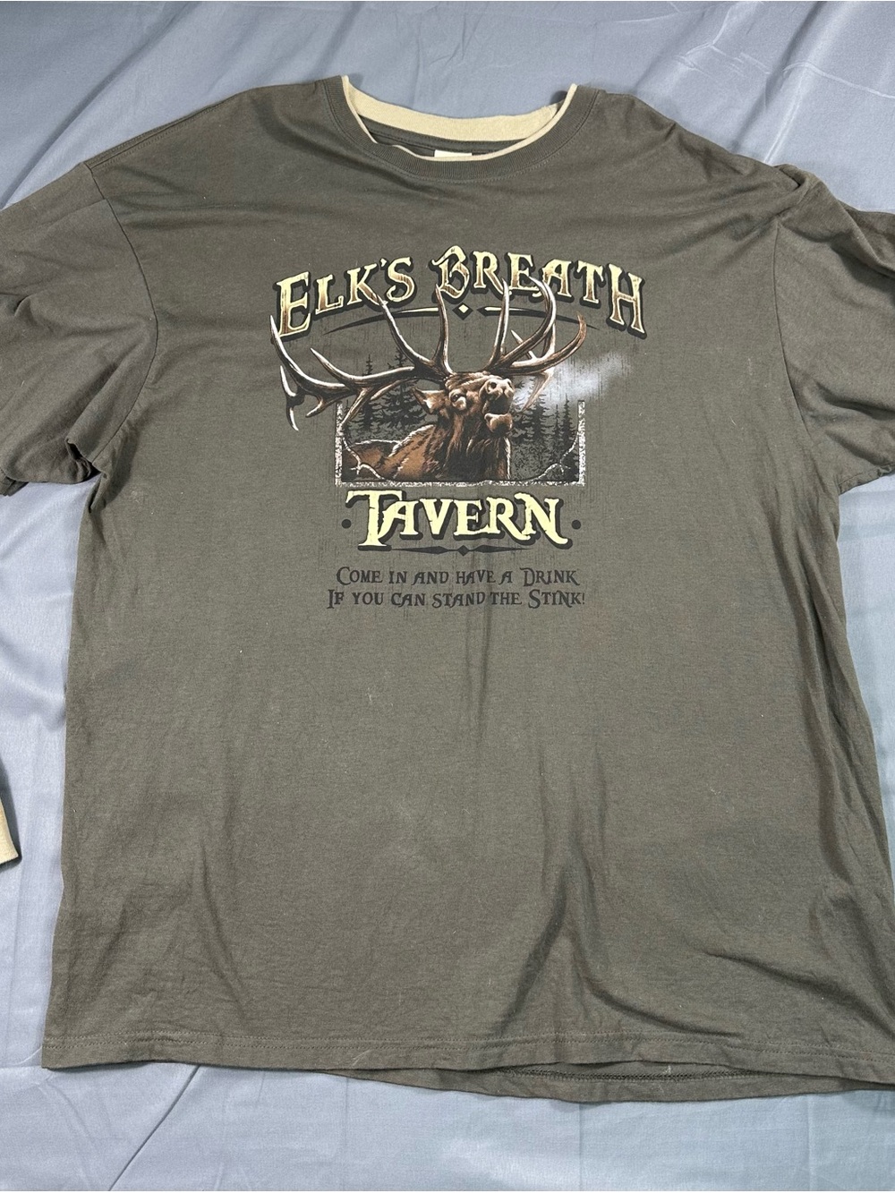 Elk's Breath Tavern Long-Sleeve Graphic Tee - Olive Green